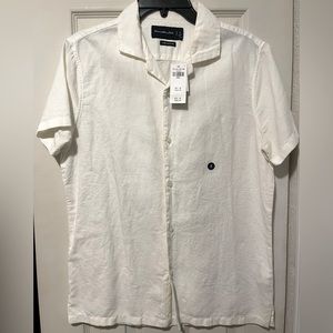 Abercrombie and Fitch Camp Collar Linen-Blend Shirt